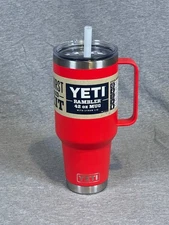 YETI Rambler 42 oz Mug with Straw Lid Retired Limited Edition Rescue Red New