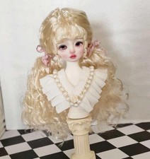 1/6 Light Gold Mid-parted Double Ponytails Hairs Milk Silk Wig Fit BJD Doll