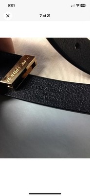 Louis Vuitton LV Black Leather M9578 Belt with Buckle SZ 80/32 | eBay