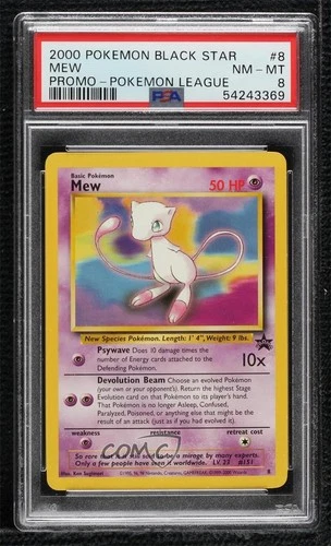 Mew (Pokemon League) WOTC Black Star PSA 8 1999