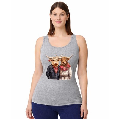 Highland Kuh Paar Damen Trägershirt Tank Top romantisch Tier Bauernhof Geschenk für sie