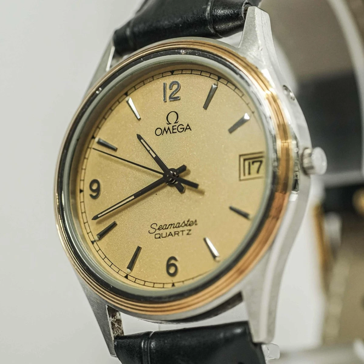 **CASI COMO NUEVO** Corona de cuarzo vintage OMEGA Seamaster Cal.1337 dorada 34 mm para hombre