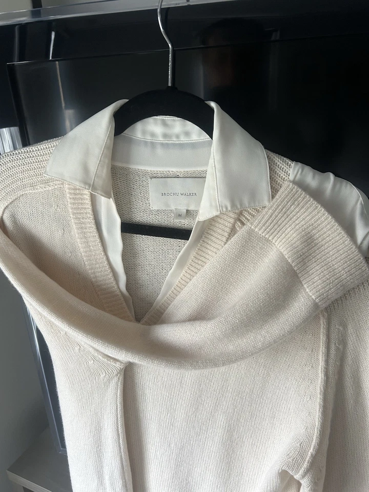 Suéter Brochu Walker M de cachemir blanco roto con base de seda Foto 3 de 4