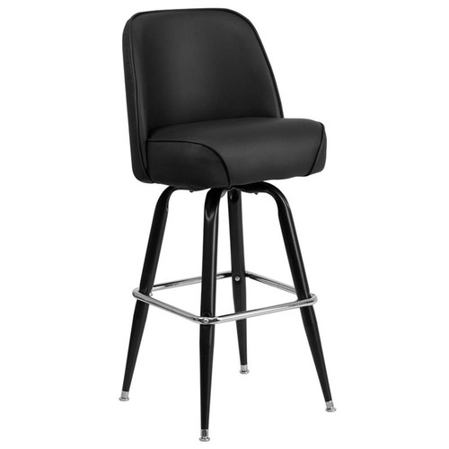 Home Quadratischer Metallbarhocker mit drehbarem Schalensitz in Schwarz - 2er Set - Bild 2 von 5