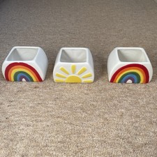 3 x Ceramic Plant Pots - 10cm x 7cm x 7cm - Used Once - Good Condition