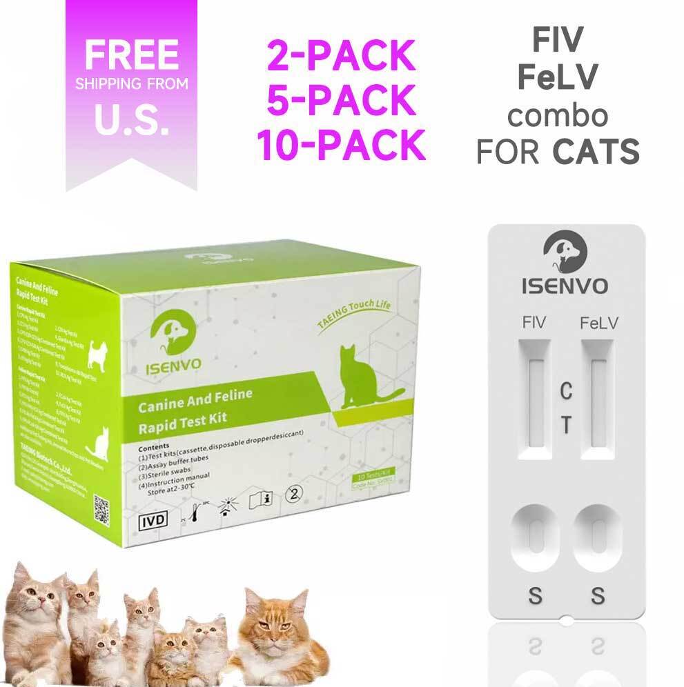 Cats FIV FeLV Combo Test - Feline Immunodeficiency & Leukemia Virus Home Kit