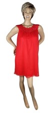 Vintage 60's Texsheen Red Lace Double Chiffon Nylon Babydoll Nightgown Size M