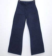New Vintage US Navy Raw Denim Utility Women Pants Bell Bottom Dated 1987 size12