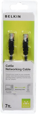 Belkin 7' ft 2.13m Cat5e Networking Ethernet Cable BLACK Router PC/Mac Computer