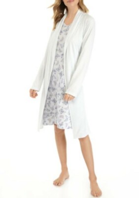 NWT Kim Rogers 2 pc WhisperLuxe Robe & Chemise Gown SET M & L Blue Butterflies
