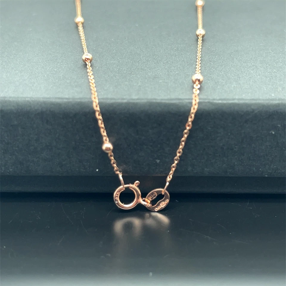 9ct розового золота 2 мм плоский след бусина цепочка ожерелье женщин 16» 18» 20» 22» 24» новый - Изображение 3 из 4