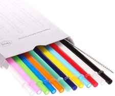 Dakoufish 13 Inch Reusable Plastic Straws Extra 13 (Pack of 12), 12color 