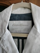 Eddie Bauer Womens White Blazer size 14 Legend Wash Stretch Stain