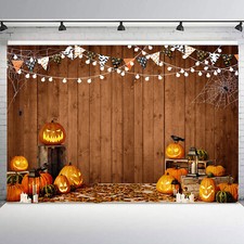 10x8ft Vintage Horror Pumpkin Ghost Crow Halloween Photo Background Studio Props