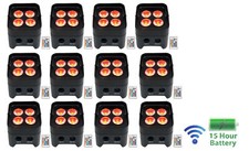 12 Rockville BEST PAR 50 Battery Par Can Wash Up-Lights w/Wireless DMX RGBWA UV
