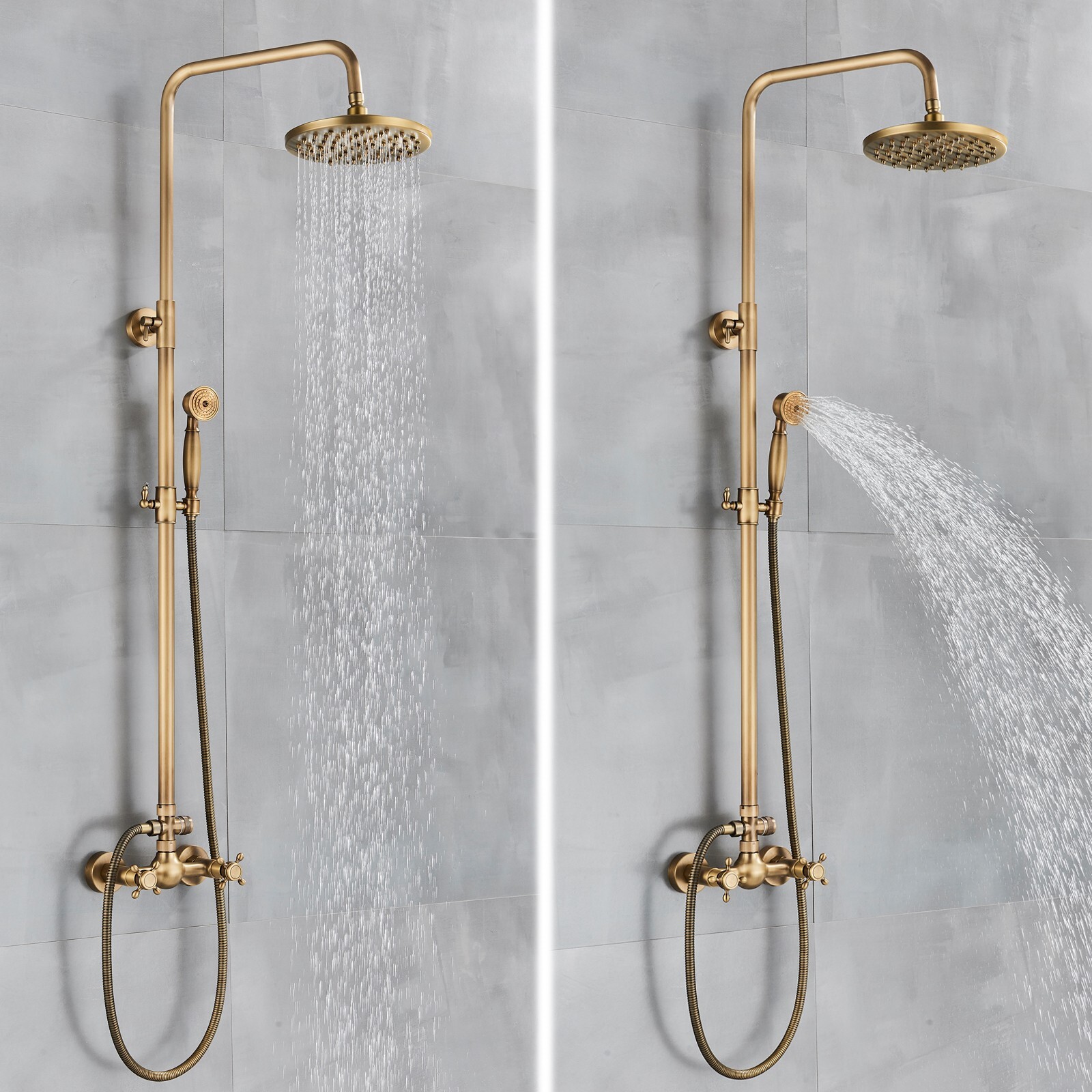 WELS Bathtub Taps Set Bathroom Shower System Retro Wall Mounted Shower