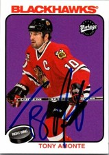 Tony Amonte autographed hockey card (Blackhawks) 2001 Upper Deck Vintage #57