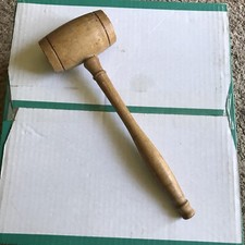 Vtg Hard Wood Wooden Mallet Hammer Woodworking Tool