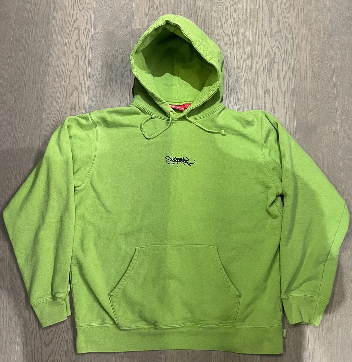 Sweat à capuche vert Supreme logo SS19 XL chaux graffiti 2019