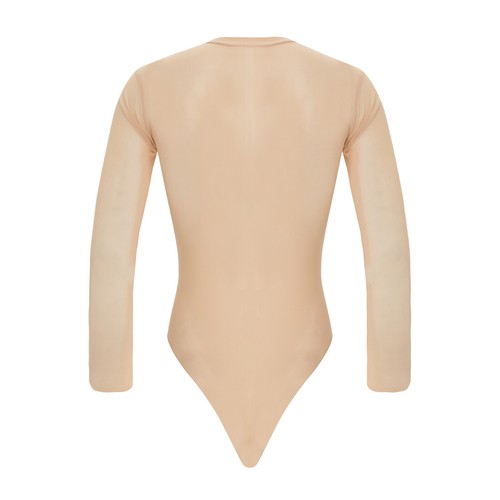 Men's Bodysuit Long Sleeves High Cut Leotard Jumpsuit Thong Underwear Leotard - Picture 22 of 33