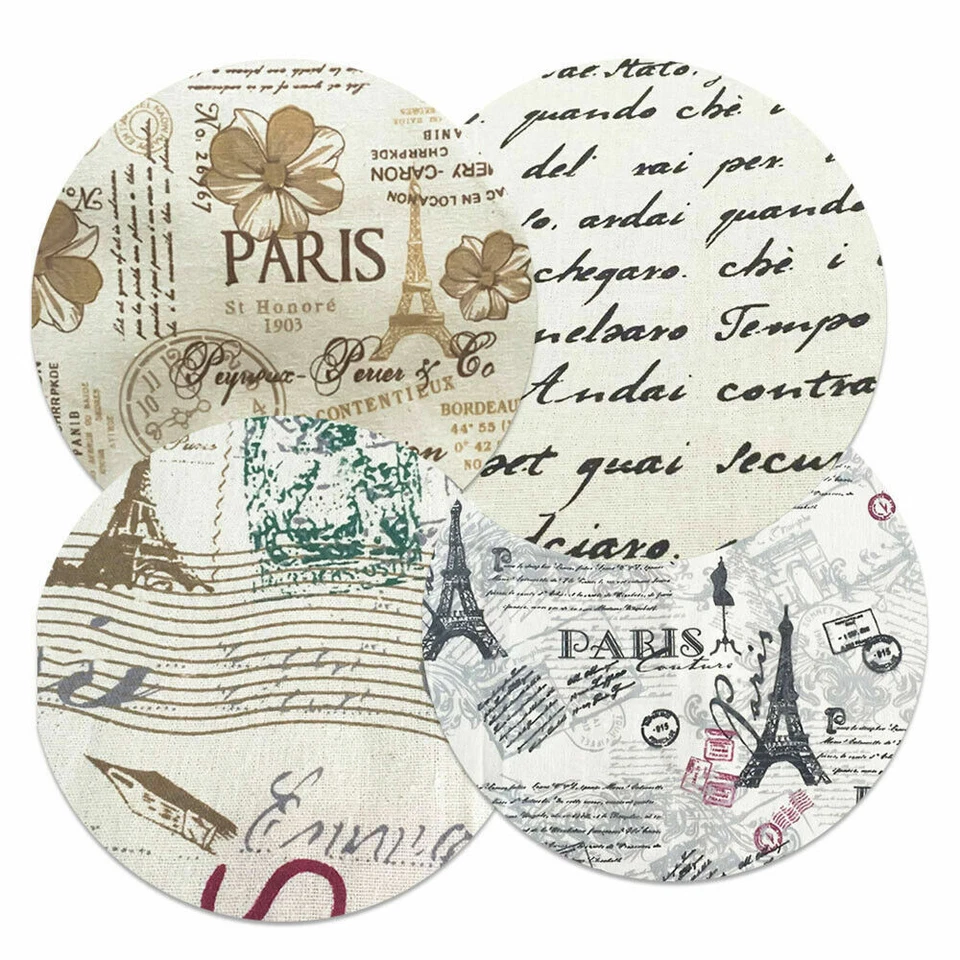 Vintage Paris Eiffel Tower Fabric Cotton Linen For DIY Handmade Decor Material - Image 4 of 4