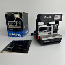 VTG Polaroid Sun 600 LMS Instant Film Flash Land Camera w/ Strap Box  Manual