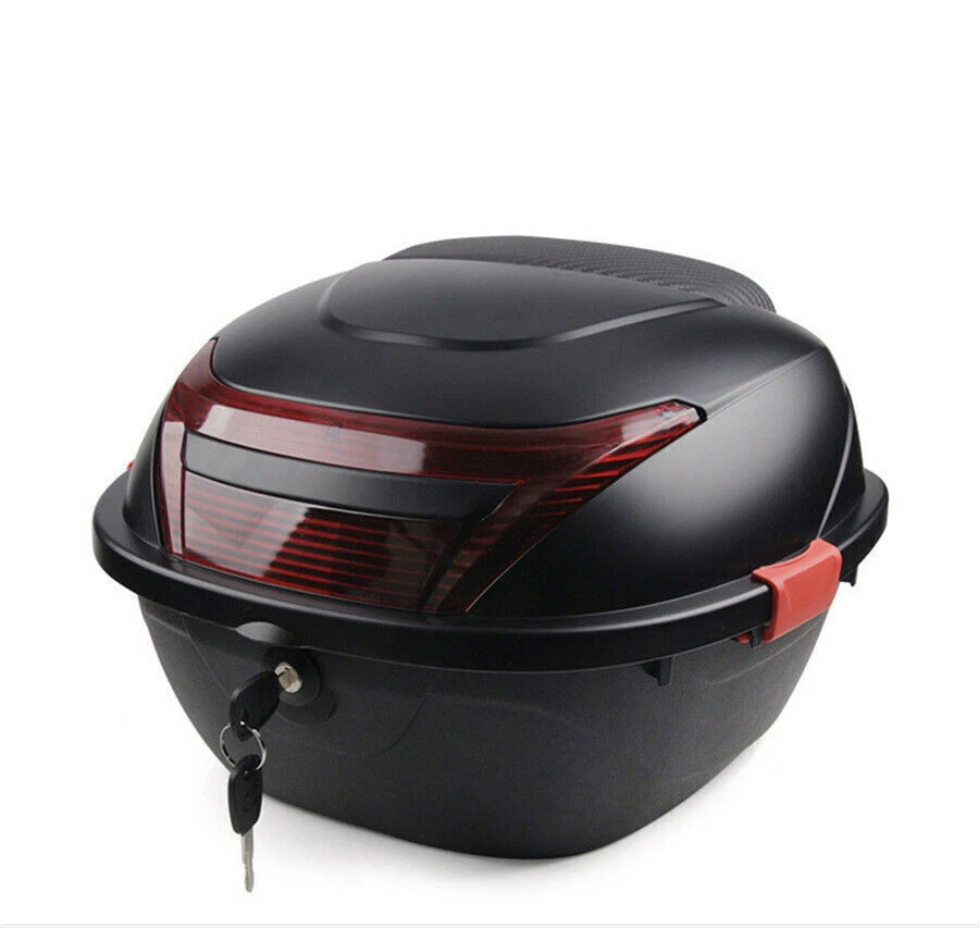 USA Stock Matte Black ABS Plastic Motorcycle Rear Box Tail Luggage Storage Case - Image 3 of 4