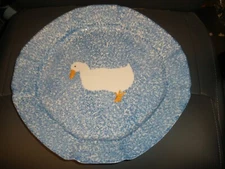 LOS ANGELES POTTERY (?) BLUE STIPPLE W/ DUCK PLATE TRAY-MARKED "A" & 503 BOTTOM