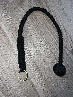 Handmade Black Paracord-Knot Monkey's Fist With 1  Ball & 18  + Long