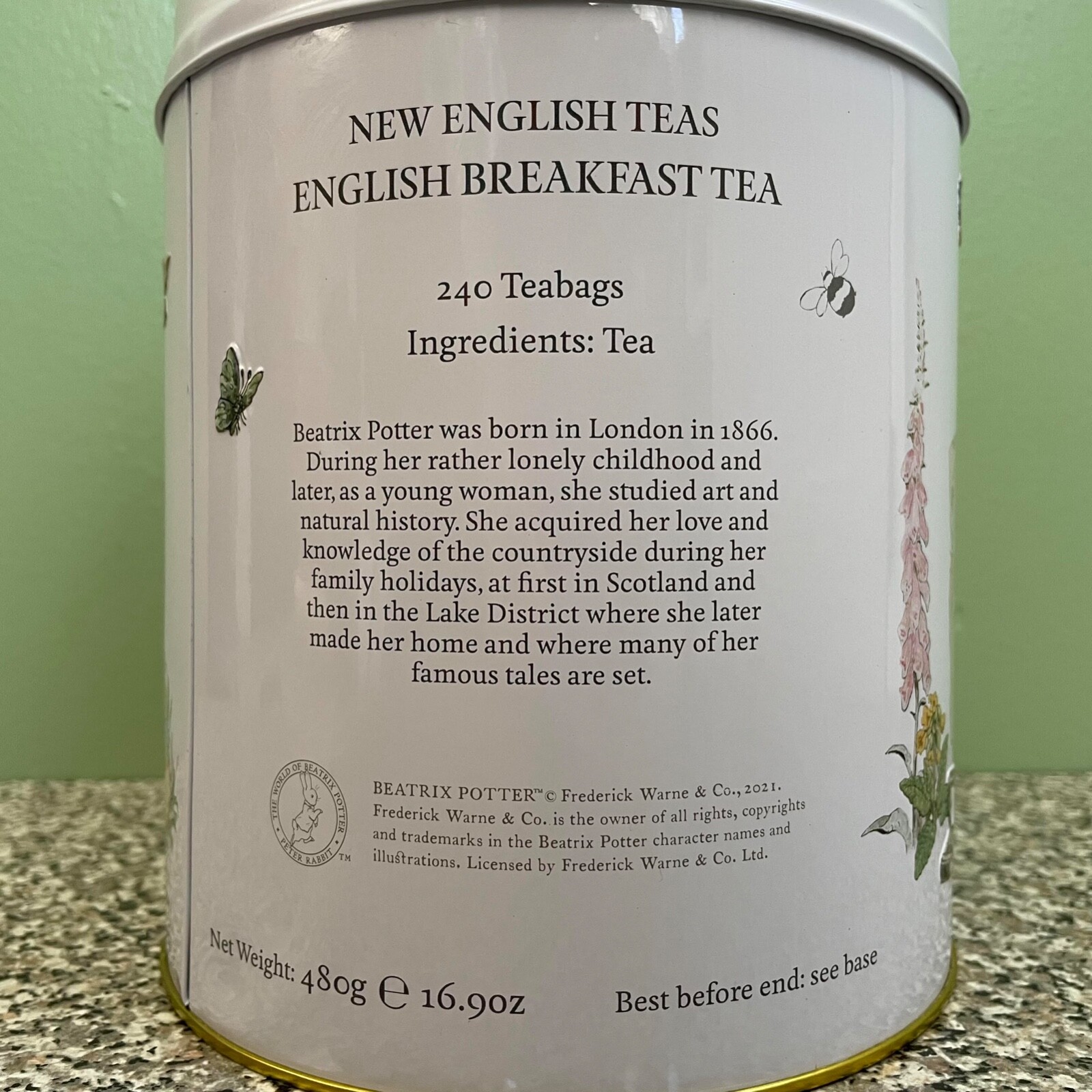 BEATRIX POTTER PETER RABBIT ENGLISH BREAKFAST TEA LARGE EMPTY CANISTER