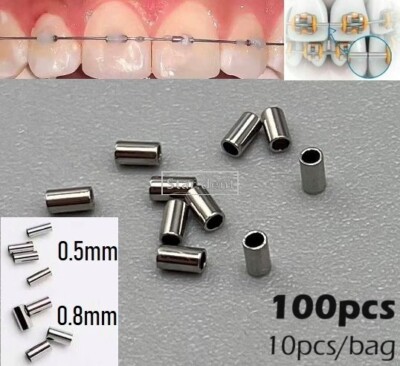 100x Dental Orthodontic Crimpable Hook Stop Mini Stops tube Bracket Stop 0.5/0.8