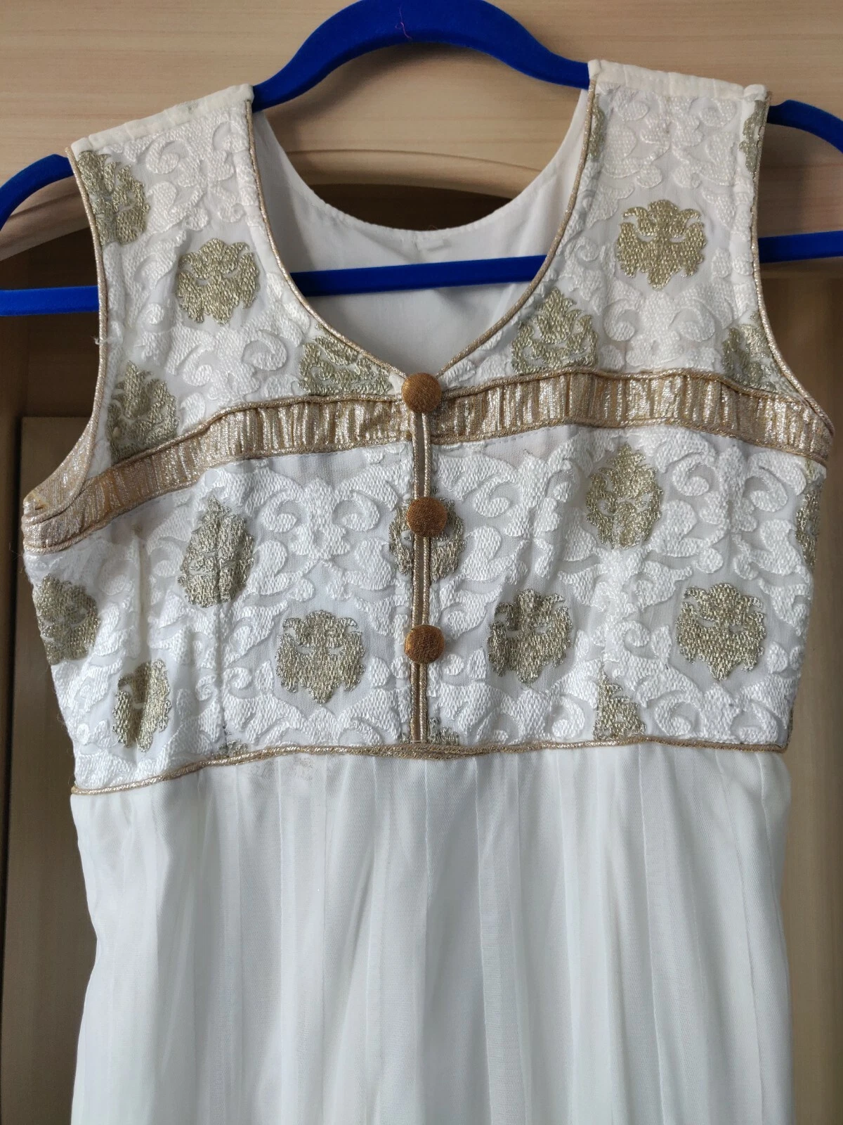 OFF WHITE Abito Anakali Churridar indiano bianco sporco Medium con chunni e pantaloni