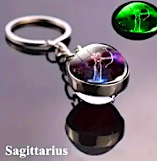 Sagittarius Keychain Glow in the Dark Zodiac Sign Key Ring Astrology Accessory - Image 2 of 4