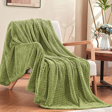 Sage Green Fleece Throw Blanket 50x60 - Soft, Lightweight, Washable