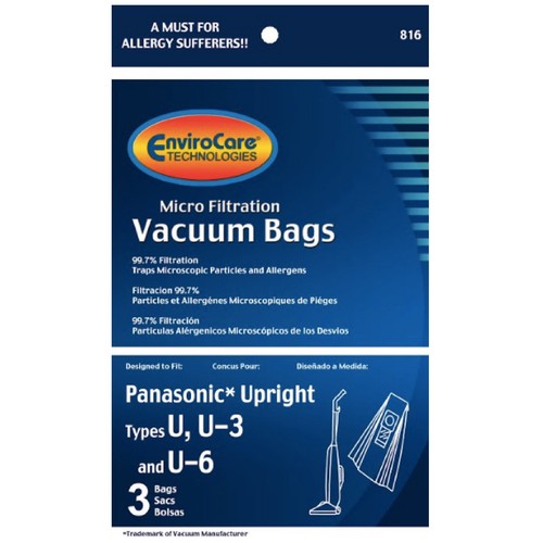 Panasonic Type U, U3 and U6 Upright Vacuum Cleaner Bags By Envirocare