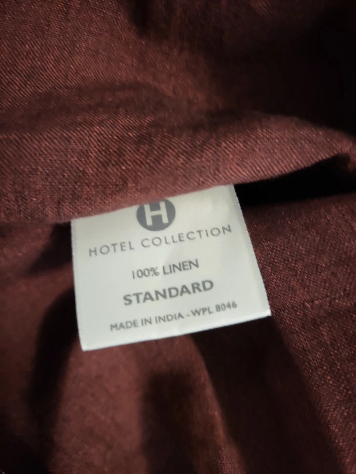 Hotel Collection 100% Lino STANDARD SHAM 20x28 Borgoña Rojo Oscuro Foto 3 de 4