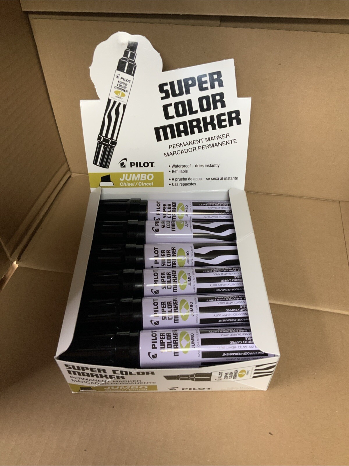 Pilot Jumbo Permanent Marker Refillable Chisel Point Black 4