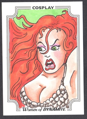 WOMEN OF DYNAMITE COSPLAY (2019) Sketch Card CHAD SCHERES Red Sonja