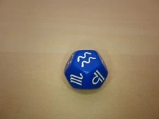 BLUE Zodiac Symbols 18mm D12 Die RPG Tabletop Games Readings Wiccan Astrology