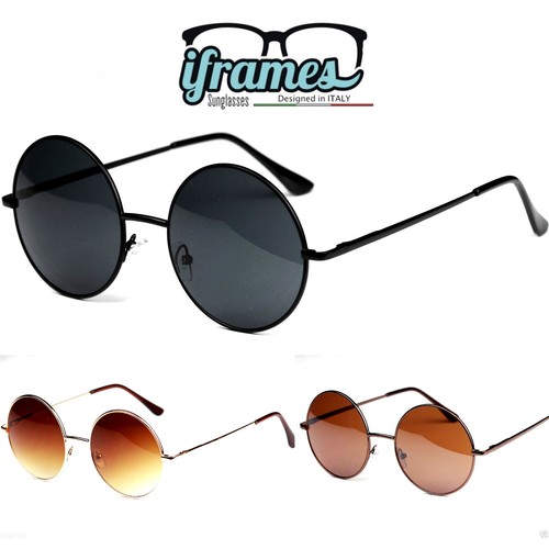 Occhiali da Sole iFrames Tondi Rotondi Fume' Hippy Retro Vintage Donna/Uomo  | eBay