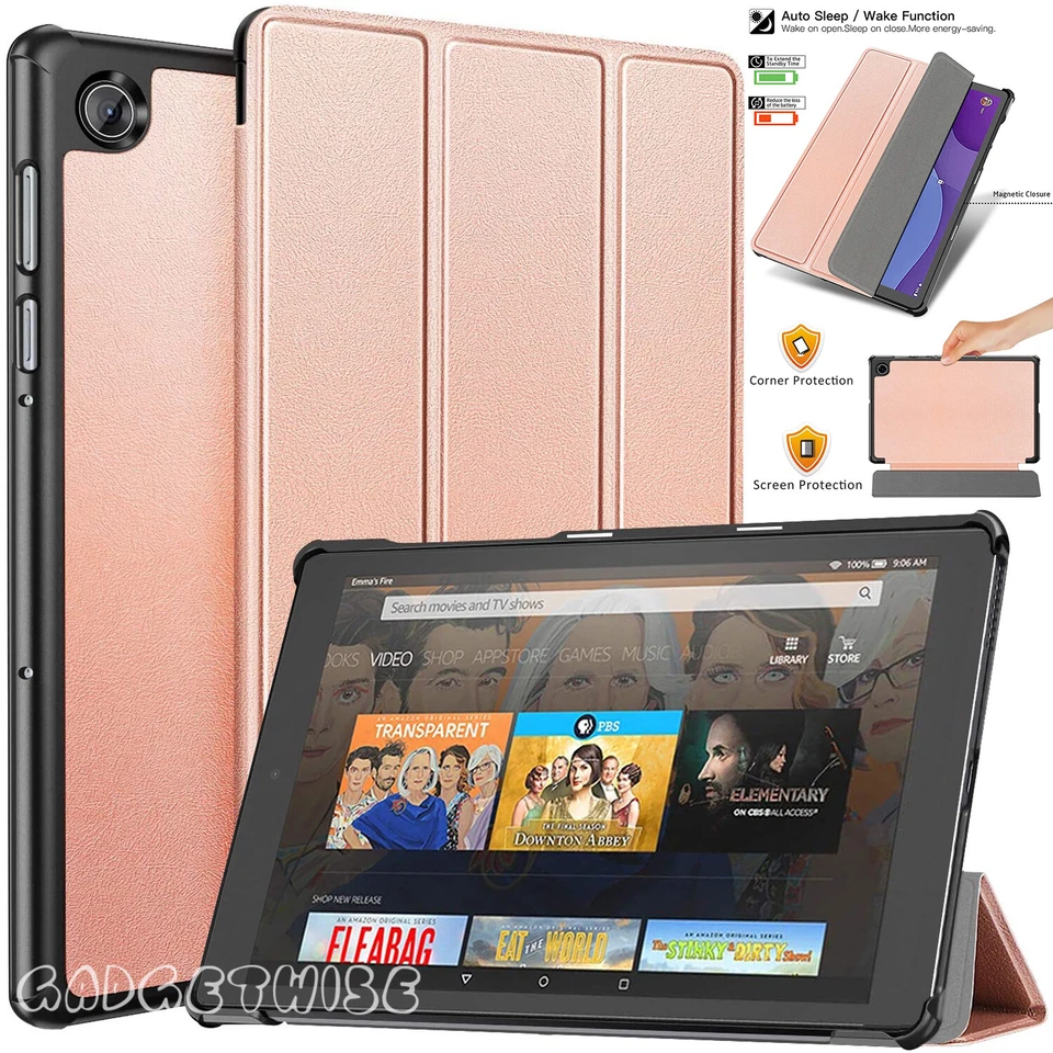 Magnetic Smart Leather Stand Case Cover For Amazon Kindle Fire HD 10" & 7" 2019 - Image 2 of 4