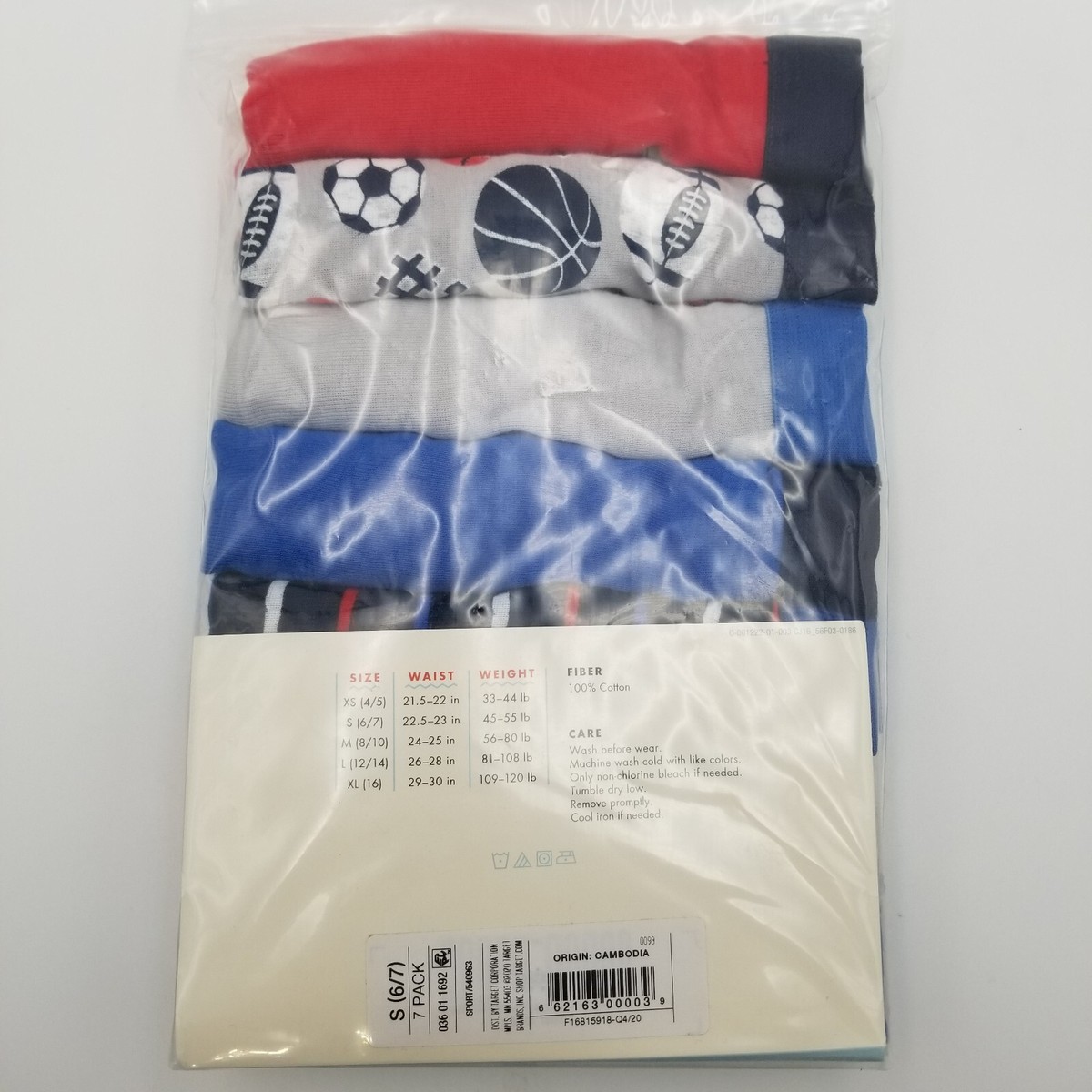 ワンダフル Boys 7 Pack Sports Boxer Brief Underwear Cat & Jack Size S (6/7