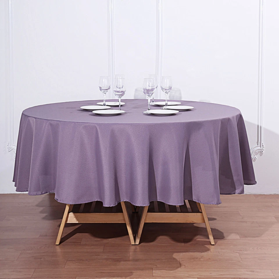 10 Amethyst 90" ROUND POLYESTER TABLECLOTHS Wholesale Wedding Party Supplies - Image 4 of 4