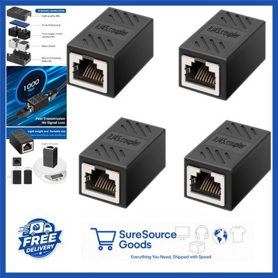 Black RJ45 Coupler Ethernet Network Cable Extender 4 Pcs for Home Office