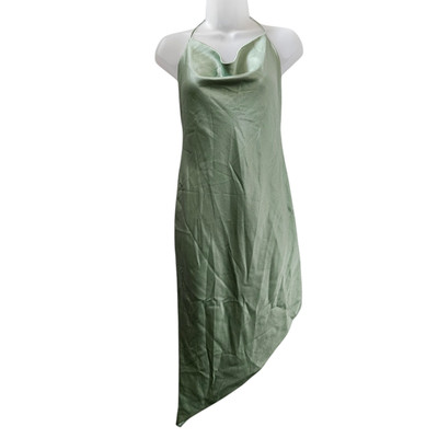 green slip prom dress Tea-Length Wedding-Guest Slip Dress