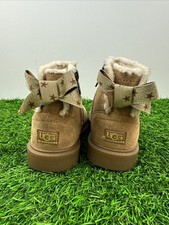UGG Lynde Girls Toddler Brown Suede Fleece Side Zip Ankle Boots 1115831K Size 8