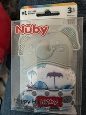 New In Box Nuby Happy Hands Teething Mitten, Gray Elephant
