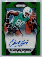 Charles Harris 2017 Prizm Rookie Auto Green Prizm Card #RA-CHR Miami Dolphins. rookie card picture