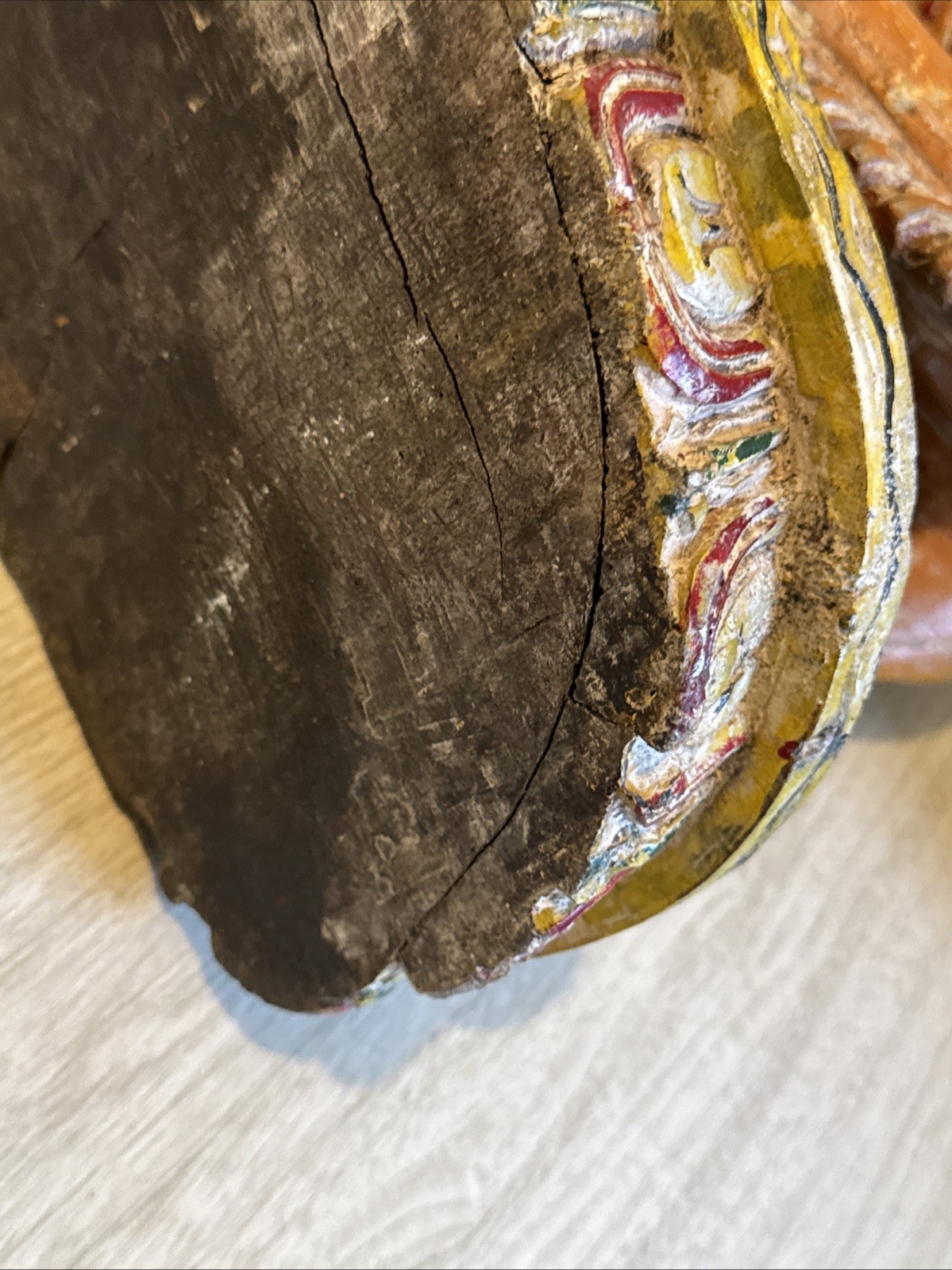 Antique Mythical Lion & Hunter - Hand Carved & Painted India 19th Century Yali