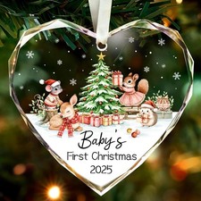 Baby's First Christmas Ornament 2025, Crystal Glass 1st Christmas Ornament 